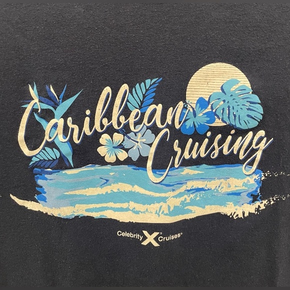 CELEBRITY CARIBBEAN CRUISING T-shirt Size XL Fits like Med-Lg Blue Short Sleeve - Picture 3 of 6